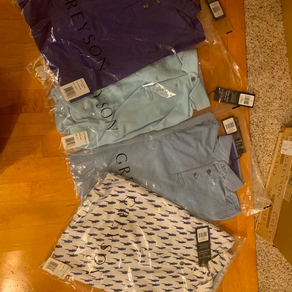 4 pack Greyson Youth Medium polo shirts NWT